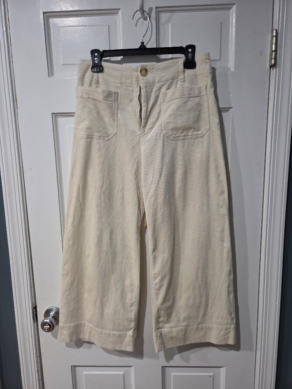 Maeve by Anthropologie The Colette Corduroy Wide Leg Pants Ivory White 29P
